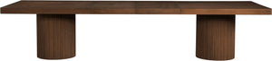 Meridian Furniture Belinda Oak Veneer Extendable Dining Table with Fluted Pedestal Base for Elegant Rooms Brown 96" / 144" 741Brown-T