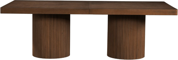 Meridian Furniture Belinda Oak Veneer Extendable Dining Table with Fluted Pedestal Base for Elegant Rooms Brown 96" / 144" 741Brown-T