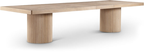 Meridian Furniture Belinda Oak Veneer Extendable Dining Table with Fluted Pedestal Base for Elegant Rooms Natural 96" / 144" 741Oak-T