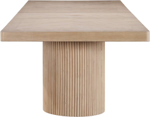 Meridian Furniture Belinda Oak Veneer Extendable Dining Table with Fluted Pedestal Base for Elegant Rooms Natural 96" / 144" 741Oak-T