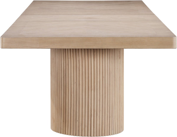 Meridian Furniture Belinda Oak Veneer Extendable Dining Table with Fluted Pedestal Base for Elegant Rooms Natural 96" / 144" 741Oak-T