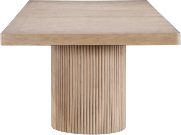 Meridian Furniture Belinda Oak Veneer Extendable Dining Table with Fluted Pedestal Base for Elegant Rooms Natural 96" / 144" 741Oak-T
