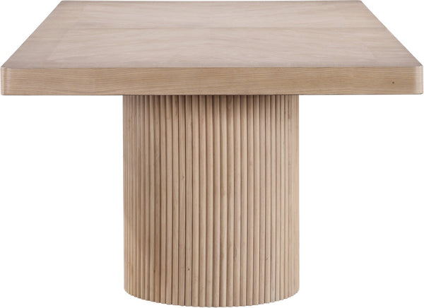 Meridian Furniture Belinda Oak Veneer Extendable Dining Table with Fluted Pedestal Base for Elegant Rooms Natural 96" / 144" 741Oak-T
