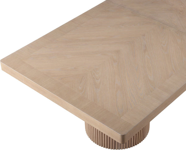 Meridian Furniture Belinda Oak Veneer Extendable Dining Table with Fluted Pedestal Base for Elegant Rooms Natural 96" / 144" 741Oak-T