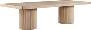 Meridian Furniture Belinda Oak Veneer Extendable Dining Table with Fluted Pedestal Base for Elegant Rooms Natural 96" / 144" 741Oak-T