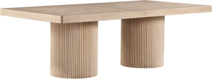 Meridian Furniture Belinda Oak Veneer Extendable Dining Table with Fluted Pedestal Base for Elegant Rooms Natural 96" / 144" 741Oak-T