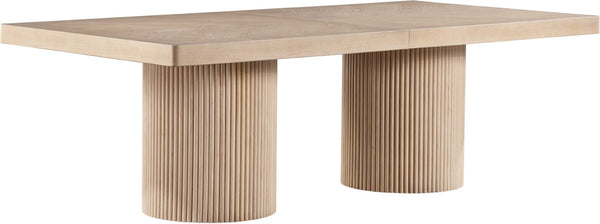 Meridian Furniture Belinda Oak Veneer Extendable Dining Table with Fluted Pedestal Base for Elegant Rooms Natural 96" / 144" 741Oak-T