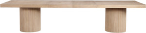 Meridian Furniture Belinda Oak Veneer Extendable Dining Table with Fluted Pedestal Base for Elegant Rooms Natural 96" / 144" 741Oak-T