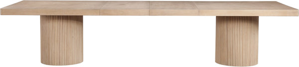 Meridian Furniture Belinda Oak Veneer Extendable Dining Table with Fluted Pedestal Base for Elegant Rooms Natural 96" / 144" 741Oak-T