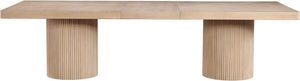 Meridian Furniture Belinda Oak Veneer Extendable Dining Table with Fluted Pedestal Base for Elegant Rooms Natural 96" / 144" 741Oak-T