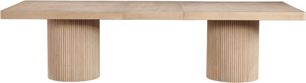 Meridian Furniture Belinda Oak Veneer Extendable Dining Table with Fluted Pedestal Base for Elegant Rooms Natural 96" / 144" 741Oak-T