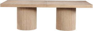 Meridian Furniture Belinda Oak Veneer Extendable Dining Table with Fluted Pedestal Base for Elegant Rooms Natural 96" / 144" 741Oak-T