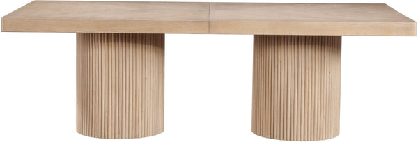 Meridian Furniture Belinda Oak Veneer Extendable Dining Table with Fluted Pedestal Base for Elegant Rooms Natural 96" / 144" 741Oak-T