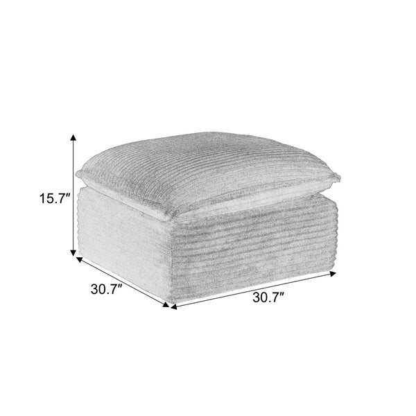 English Elm Cloud Corduroy Sectional Sofa Plush Modular Seating with Convertible Ottoman for Living Rooms Dark Grey W2339P401440
