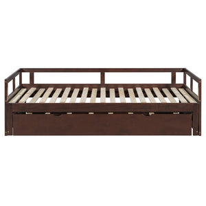 English Elm Extending Twin Daybed with Pull Out Trundle Solid Pine Wood Frame Guest Room N708P336535P