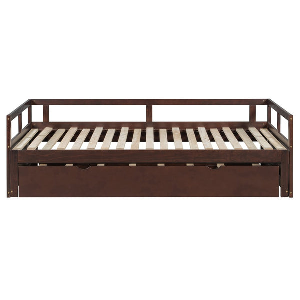 English Elm Extending Twin Daybed with Pull Out Trundle Solid Pine Wood Frame Guest Room N708P336535P