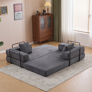English Elm Floor Couch - Convertible Corduroy Sofa Bed With Back Support, Ideal For Small Spaces & Guests W3723P345017