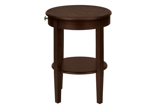 English Elm Accent 2-Tier Accent Table with Drawer and Shelf – Compact Round End or Nightstand with Knob Storage, Space-Saving Design and Easy Assembly Espresso 25 L x 24 W x 8 H B2710P219482