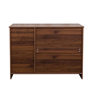 English Elm Modern Wood Buffet Sideboard with 3 Doors, 2 Drawers & Adjustable Shelves – 43.3" Multifunctional Storage Console for Dining, Entryway, Living Room W331P242454