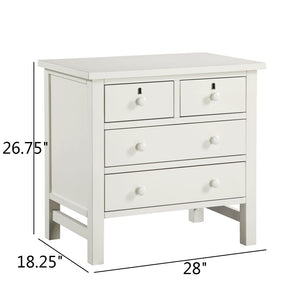 English Elm Georgina Distressed 4-Drawer Nightstand with French Dovetail Drawers and Decorative Faux Keyholes, 32" Antique White B050P376953
