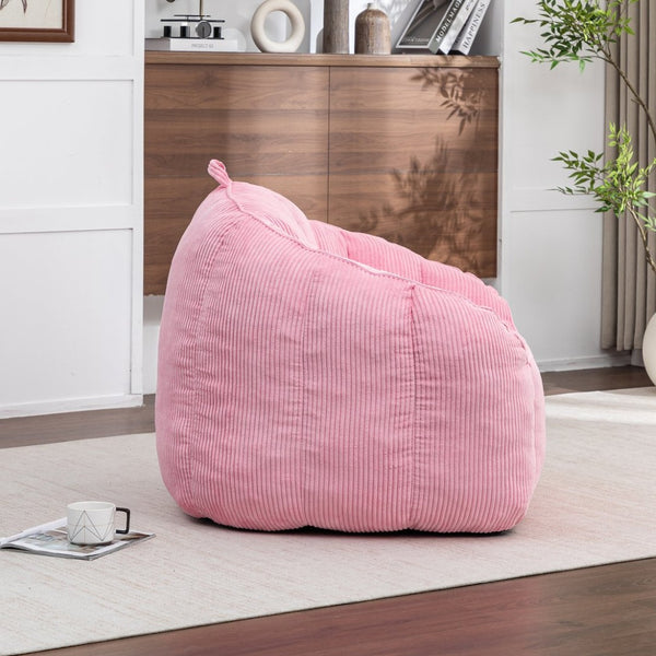 English Elm Giant Corduroy Bean Bag with Armrests Shredded Foam Lounge Chair for Living Room Pink W2200P442630
