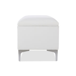 English Elm Jennifer Taylor Home - Madelyn 49" Modern Storage Bench in Bright White Dye - Upholstered Fabric, Flip-Top Storage, Chrome Legs B2719P238526
