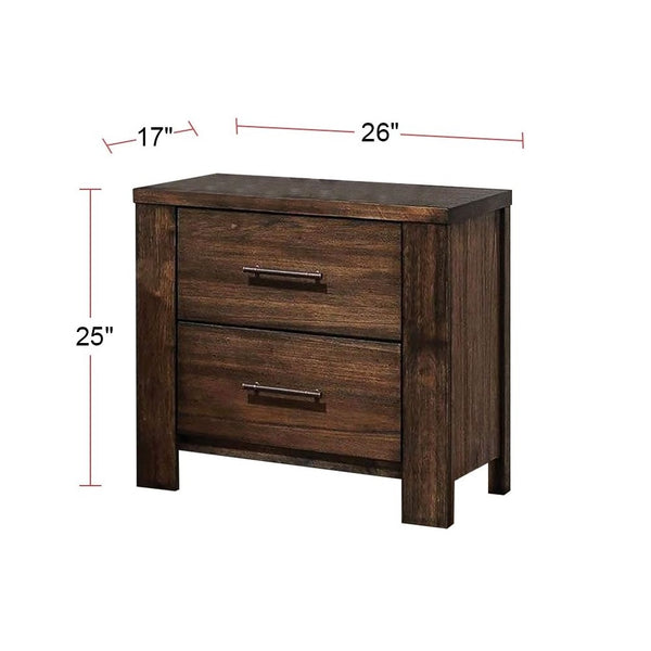English Elm Oak Modern 1pc Nightstand with Two Soft-Close Drawers, Oak Veneer Bedside Storage Table 26x17x25" B011P244397