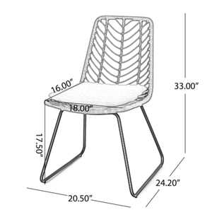 English Elm Christopher Knight Home® - DEJA Rattan Patio Chairs (2-Pack) with Gray Cushions, Iron Frame, 300 lb Capacity, Quick Assembly N762P240764E