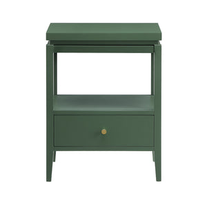 English Elm Olana Vintage Green Nightstand with Floating Top, 1 Drawer, Hidden Tray, Gold Pull & Tapered Legs B050P376962