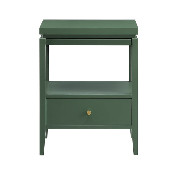 English Elm Olana Vintage Green Nightstand with Floating Top, 1 Drawer, Hidden Tray, Gold Pull & Tapered Legs B050P376962