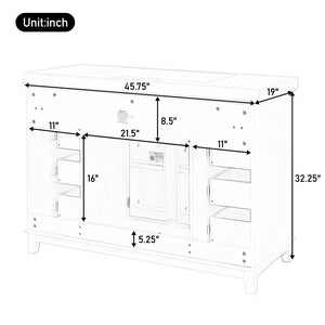 English Elm [video] 48 Inch Freestanding Bathroom Vanity Pine Legs Resin Sink Six Soft Close Drawers N759S351752K