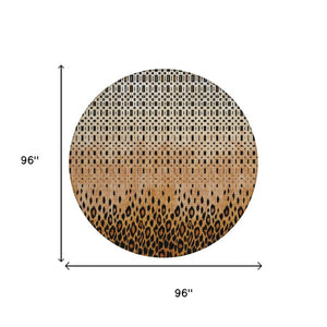 8 Ft Round Geometric Polyester Area Rug Stain Resistant for Patio or Playroom