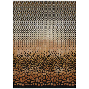 HomeRoots 9 X 12 Geometric Polyester Indoor Outdoor Rug Washable Stain Resistant Patio Accent 742005