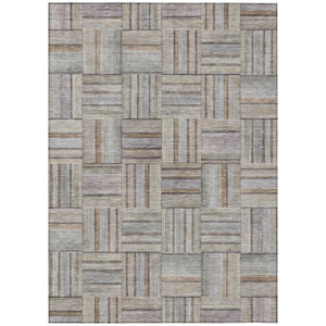 HomeRoots 9 X 12 Khaki Brown Geometric Polyester Area Rug Stain Resistant Indoor Outdoor 742023