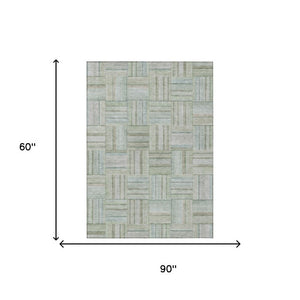5x8 Sage Green Geometric Polyester Area Rug Stain Resistant for Indoor Outdoor Use