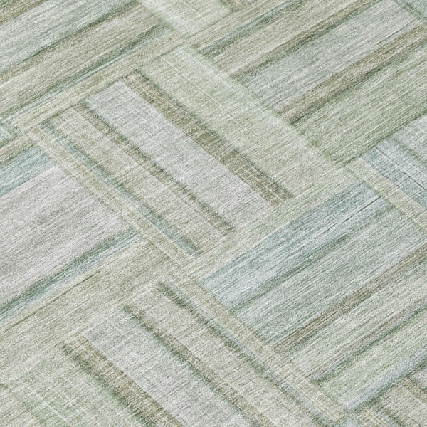 8 Foot Round Geometric Polyester Area Rug Sage Green Washable for Indoor Outdoor Use