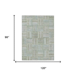 8 X 10 Sage Green Geometric Polyester Area Rug Stain Resistant for Patio or Living Room