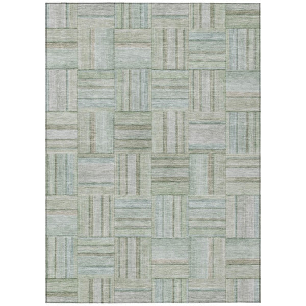 HomeRoots 9 X 12 Sage Green Geometric Polyester Area Rug Washable Stain Resistant Indoor Outdoor 742029
