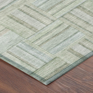 9 X 12 Sage Green Geometric Polyester Area Rug Washable Stain Resistant Indoor Outdoor
