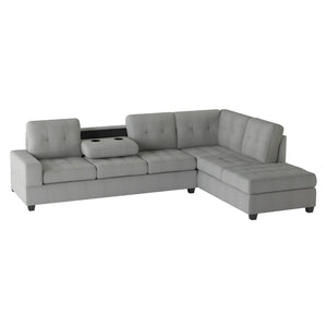 English Elm Modern Gray Microfiber Sectional Sofa with Reversible Chaise and Cup Holders B011S01294