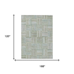 10 X 14 Sage Green Geometric Polyester Area Rug Washable Stain Resistant Patio