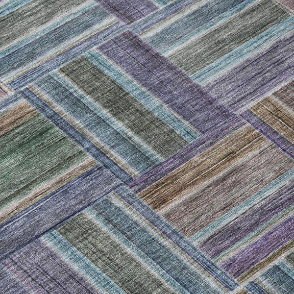5x8 Geometric Fern Green Polyester Area Rug Washable Stain Resistant Indoor Outdoor