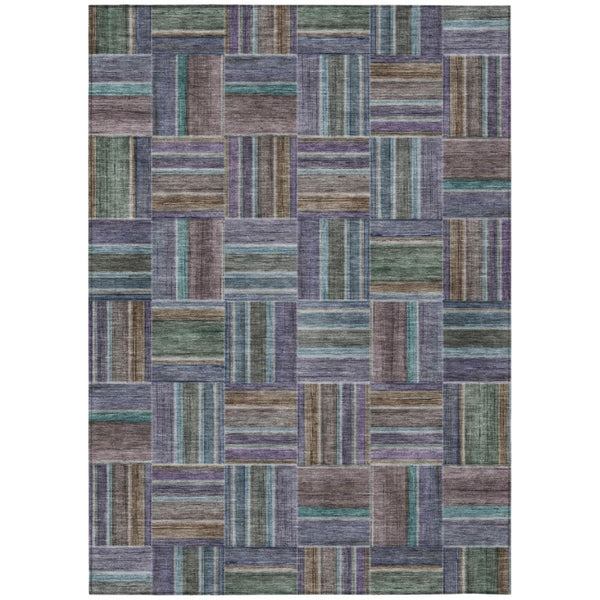 HomeRoots 10 X 14 Geometric Fern Green Washable Polyester Rug for Patio Porch or Living Room 742042