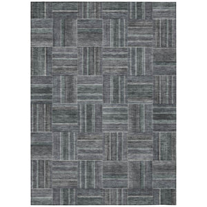 HomeRoots 9 X 12 Gray Graphite Geometric Polyester Area Rug Stain Resistant Indoor Outdoor 742047