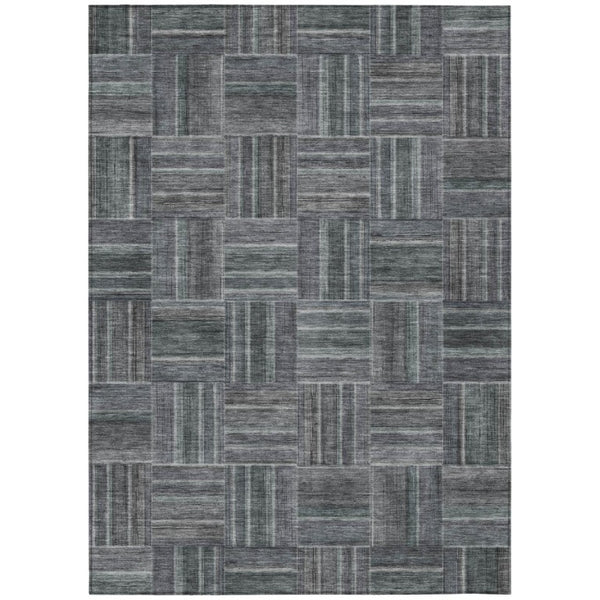 HomeRoots 9 X 12 Gray Graphite Geometric Polyester Area Rug Stain Resistant Indoor Outdoor 742047