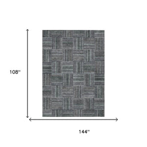 9 X 12 Gray Graphite Geometric Polyester Area Rug Stain Resistant Indoor Outdoor