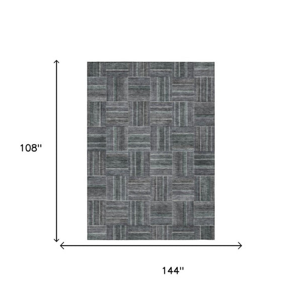 9 X 12 Gray Graphite Geometric Polyester Area Rug Stain Resistant Indoor Outdoor