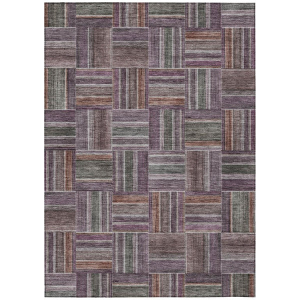 HomeRoots 8 X 10 Purple Geometric Polyester Area Rug Washable for Patio Porch or Living Room 742058