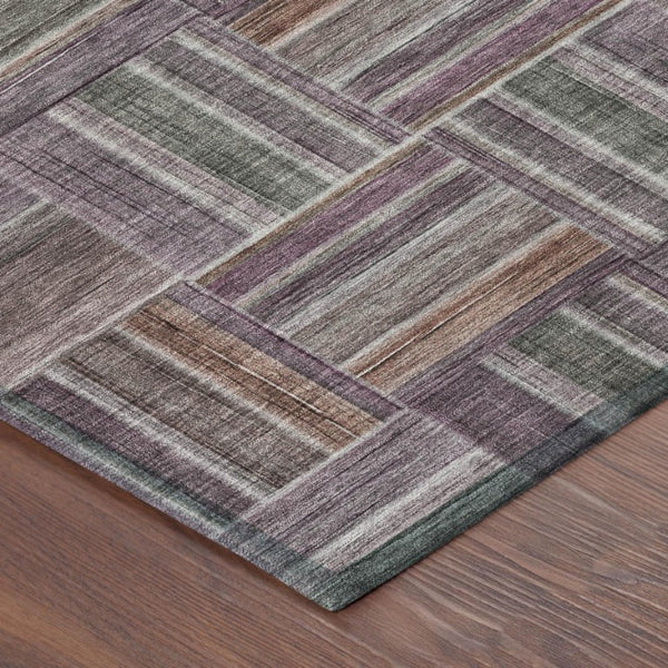 8 X 10 Purple Geometric Polyester Area Rug Washable for Patio Porch or Living Room