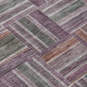 8 X 10 Purple Geometric Polyester Area Rug Washable for Patio Porch or Living Room